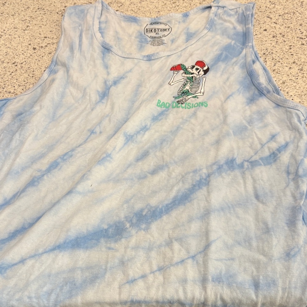 Dikotomy Tie-Dye Tank Top - Blue, XL